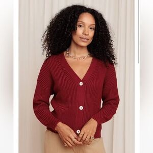 NWT Tradlands Shelter Cardigan Sweater in Garnet Size Large 100% Cotton